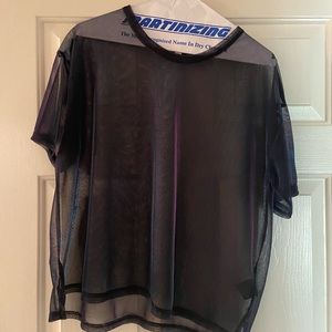 UO see through mesh iridescent top